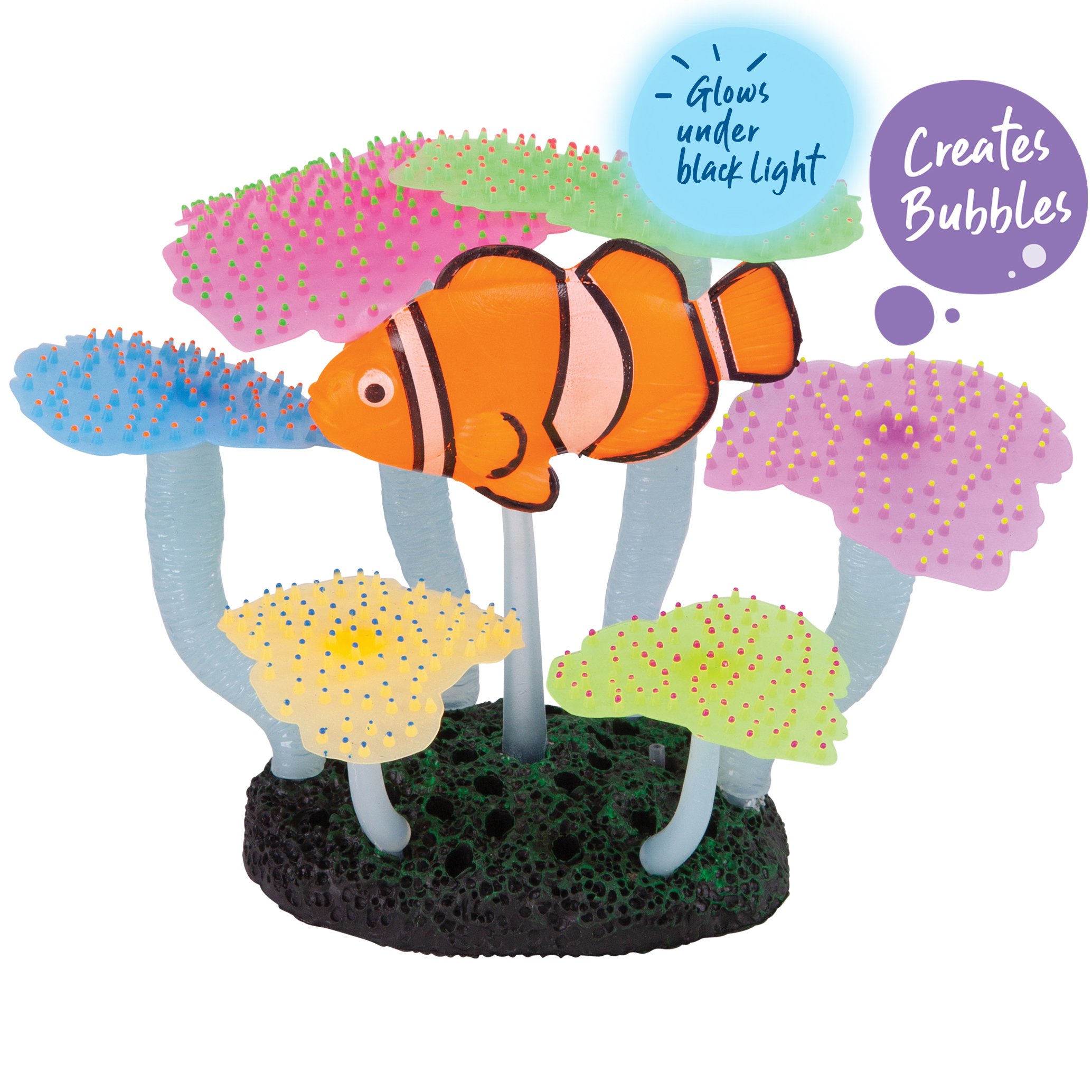 Bubbling Silicone Flat Coral With Clown Fish – Medium