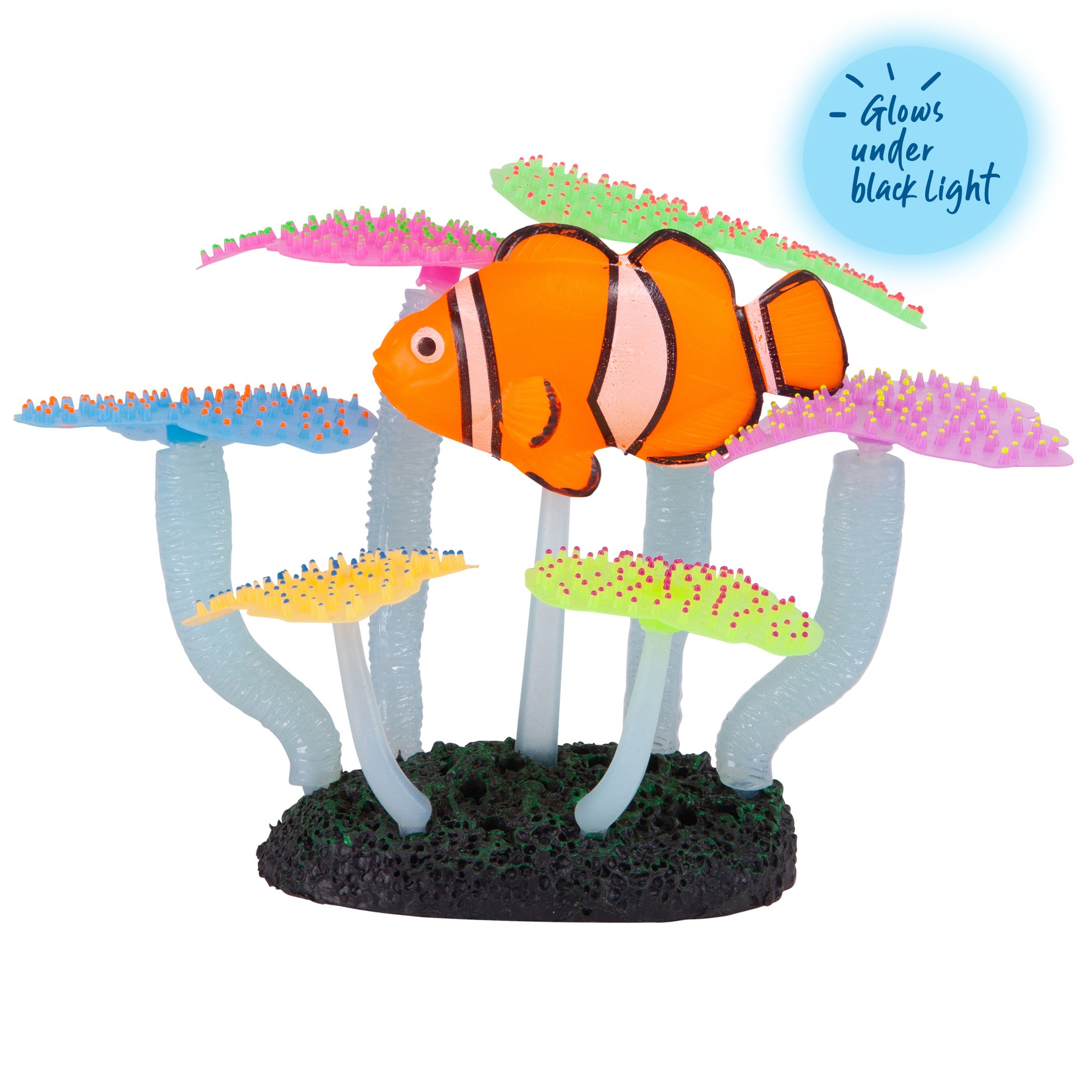 Silicone Fluro Anemone With Clown Fish – Medium